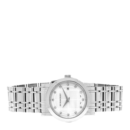 Burberry Stainless Steel Diamond Mother of Pearl 28mm Heritage Quartz Watch BU1370 3 of 5