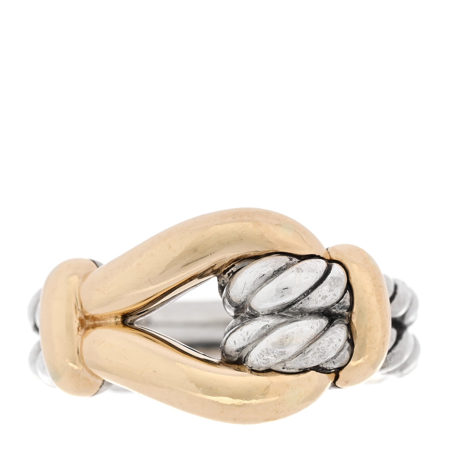 David Yurman Sterling Silver 18K Yellow Gold Thoroughbred Loop Ring 56 7.75 1 of 5