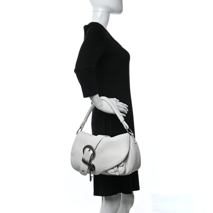 Christian Dior Calfskin Whipstitch Gaucho Double Saddle Bag White 2 of 13