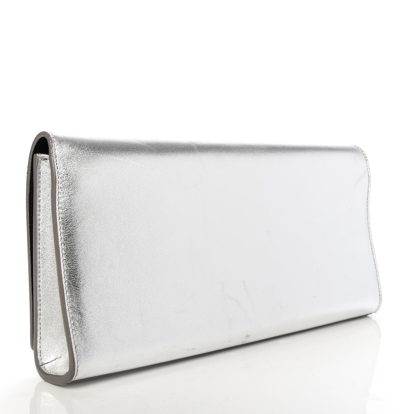 Textured Metallic Calfskin Classic Monogram Cassandre Clutch Silver