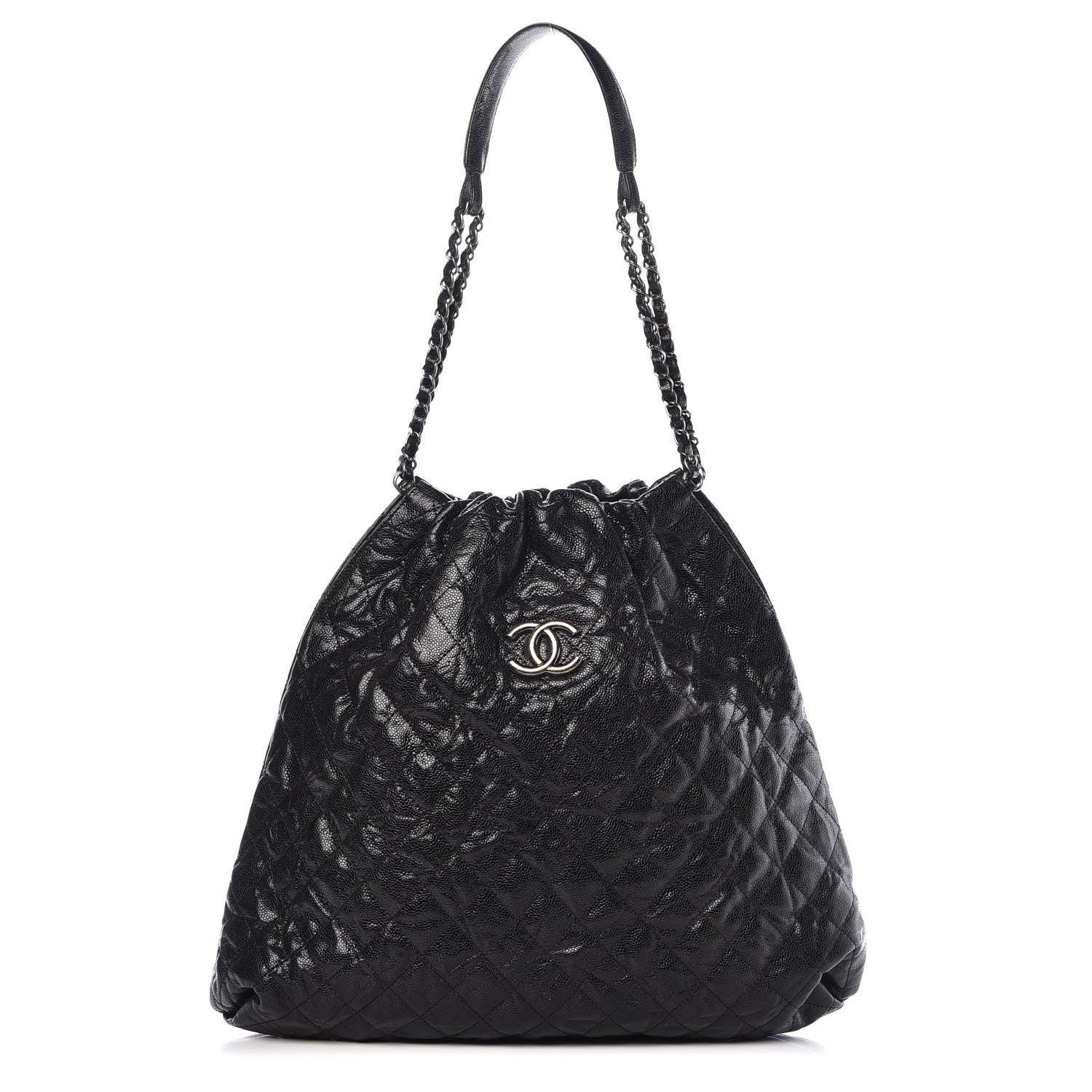 Chanel Distressed Glazed Caviar Quilted Large Elastic Tote Black 1 of 7