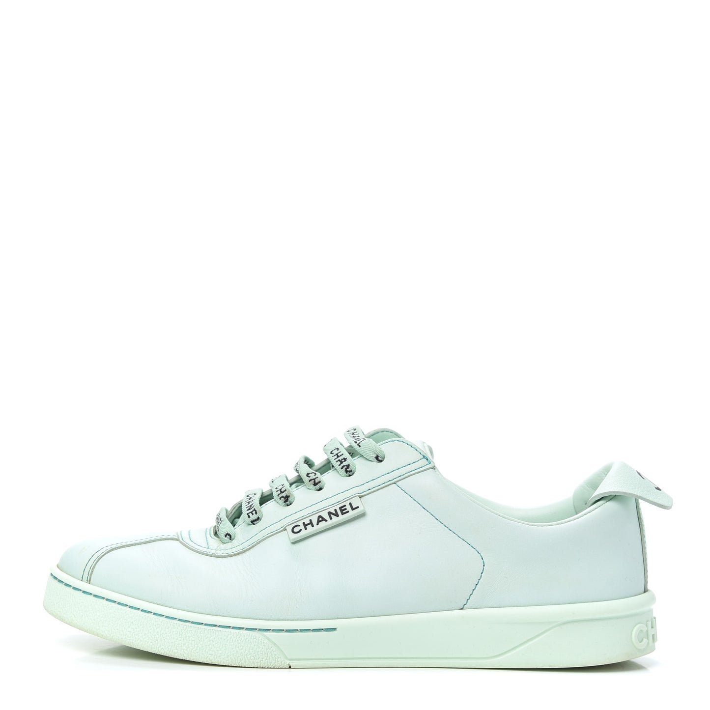 Calfskin CC Womens Weekender Lace Up Sneakers 38 Light Green