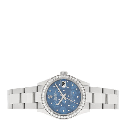 Rolex Stainless Steel 18K White Gold Diamond Bezel 31mm Oyster Perpetual Datejust Watch Azzurro Blue Floral 278384RBR 2 of 5