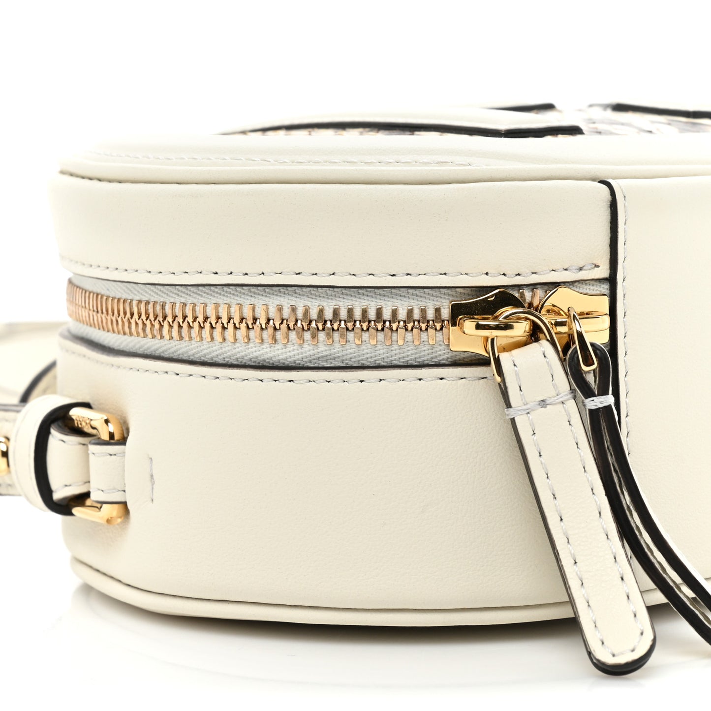 Vitello Grace Elaphe Python Print O'Lock Mini Camera Case White Ice Daisy Roccia