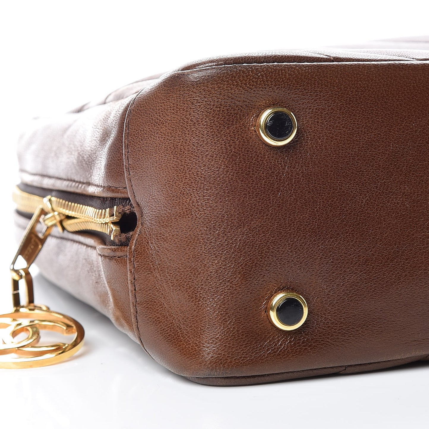 Lambskin Chevron Quilted Shoulder Bag Brown