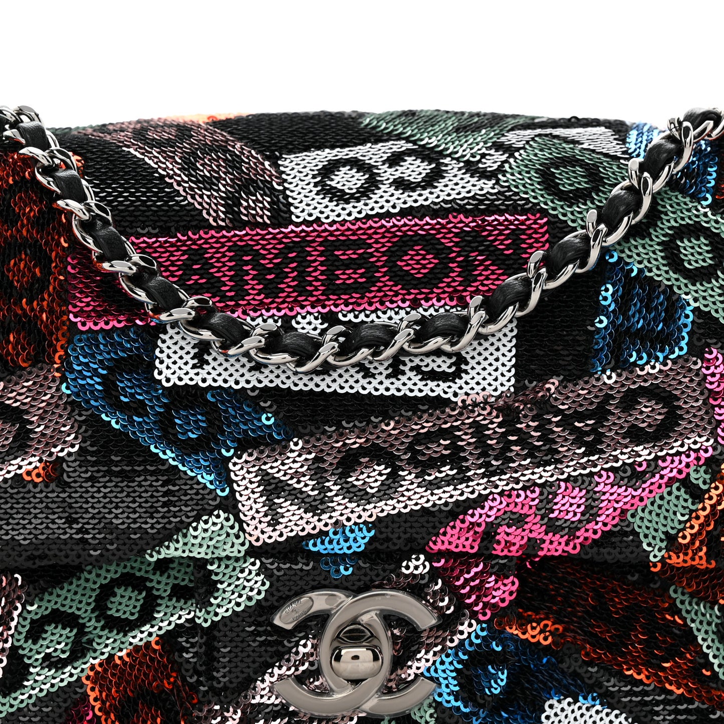 Sequin Logo Small Flap Ruthenium Multicolor