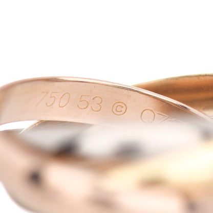 Cartier 18K Pink Yellow White Gold Classic Trinity Ring 53 6.25 4 of 5