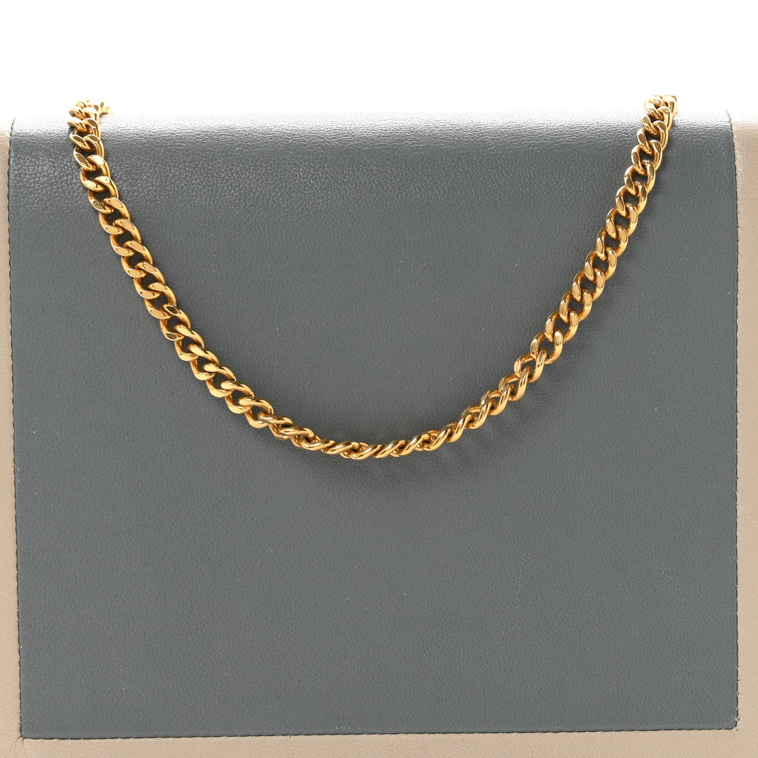 Celine Smooth Lambskin Frame Evening Chain Clutch Grey Storm 9 of 11
