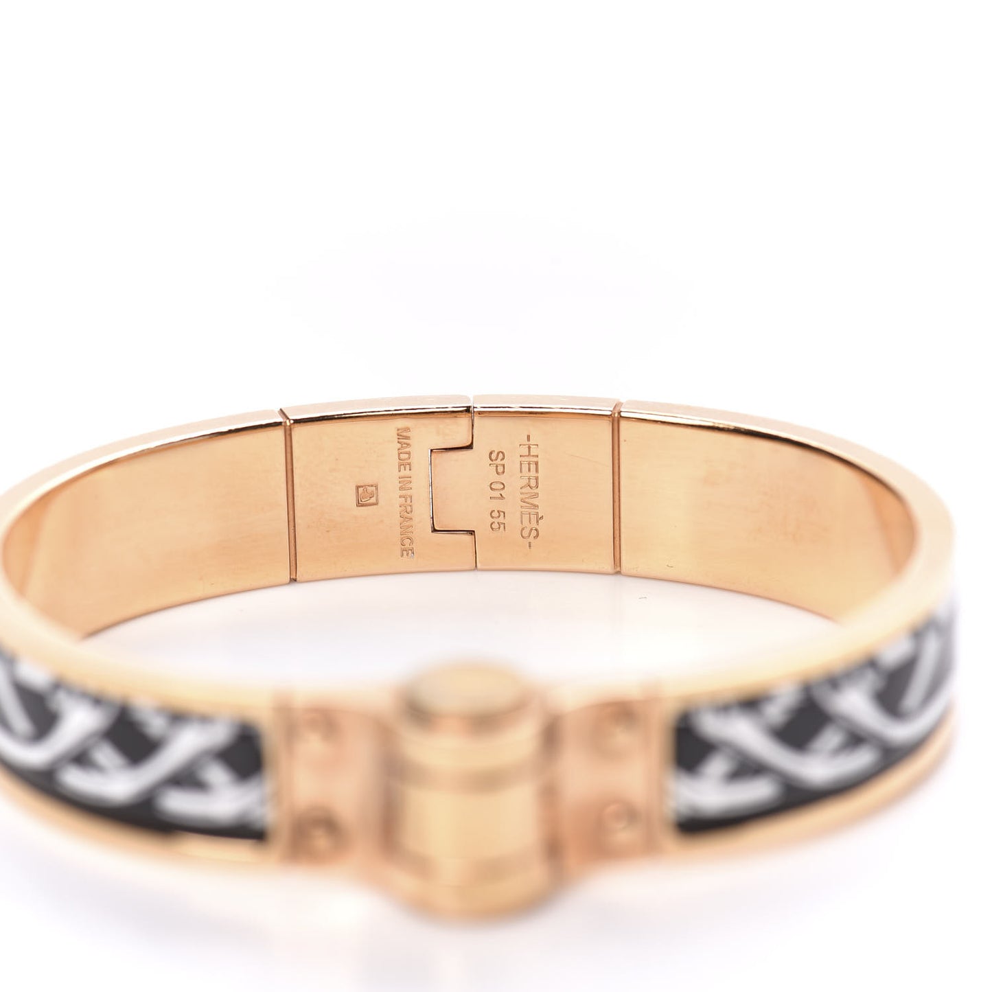 Enamel Printed Narrow Balades Equestres Positif Negatif Hinged Bracelet S Black