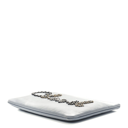 Chanel Calfskin Chain 20s Signe Medium Cosmetic Case Grey 9 of 10