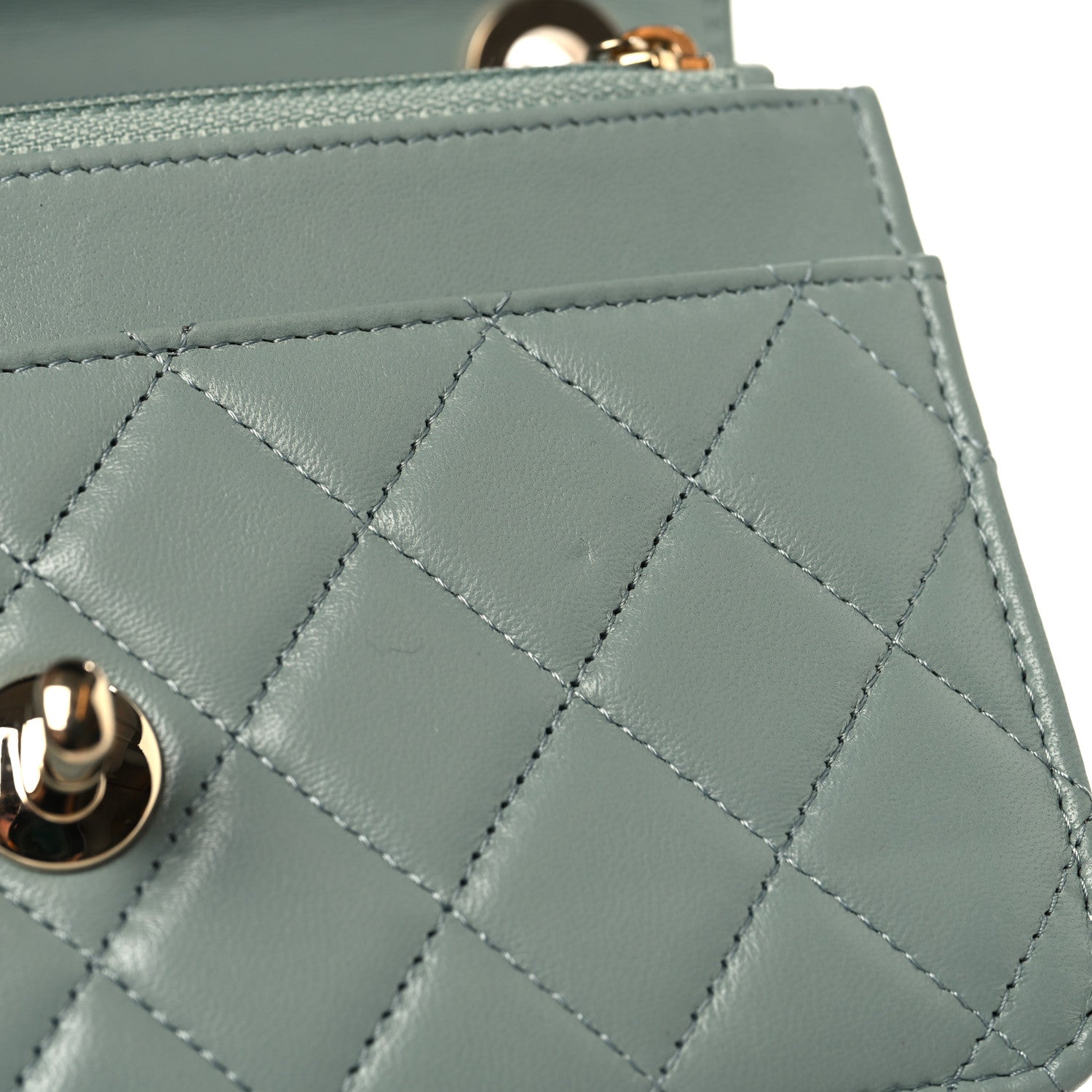 Chanel Lambskin Quilted Trendy CC Wallet On Chain WOC Light Blue 12 of 12