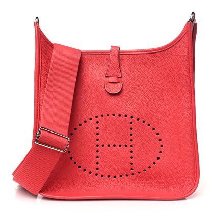 Hermes Taurillon Clemence EVELYNE III PM Rouge de Coeur 1 of 9