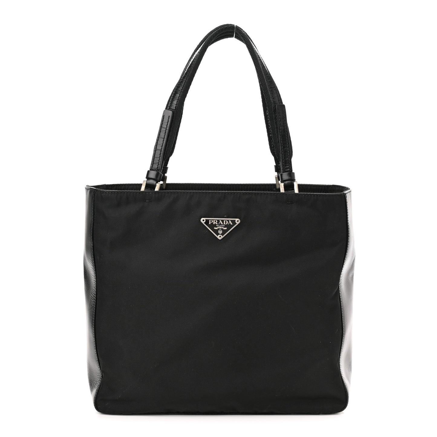 Nylon Calfskin Tote Black