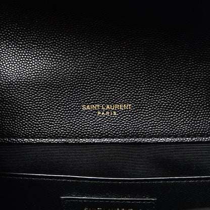 Saint Laurent Grain De Poudre Textured Mixed Matelasse Triquilt Medium Monogram Satchel Black 5 of 10