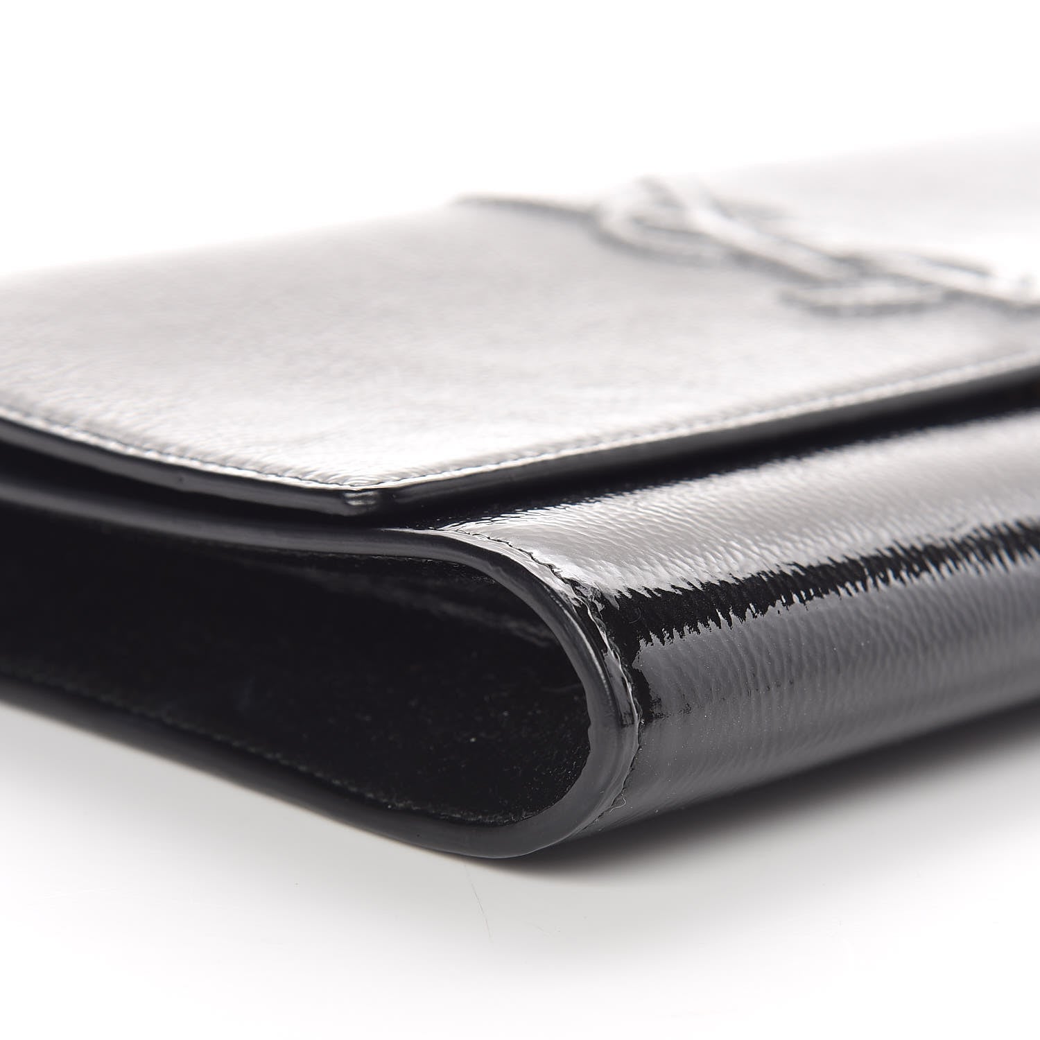 Saint Laurent Textured Patent Monogram Large Belle De Jour Clutch Black 7 of 9