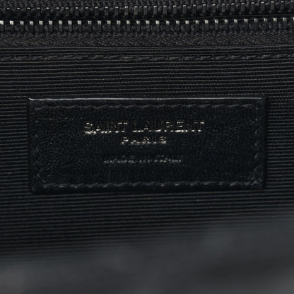 Saint Laurent Grain De Poudre Textured Mixed Matelasse Large Triquilt Monogram Monochrome Satchel Black 10 of 15