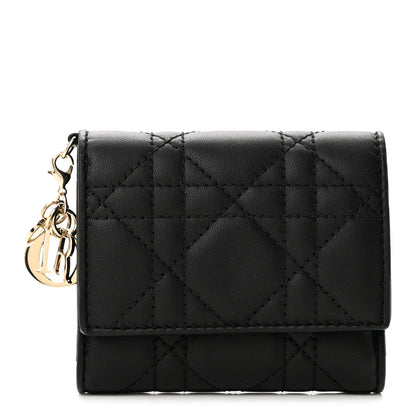 Christian Dior Lambskin Cannage Lady Dior Lotus Wallet Black 1 of 7