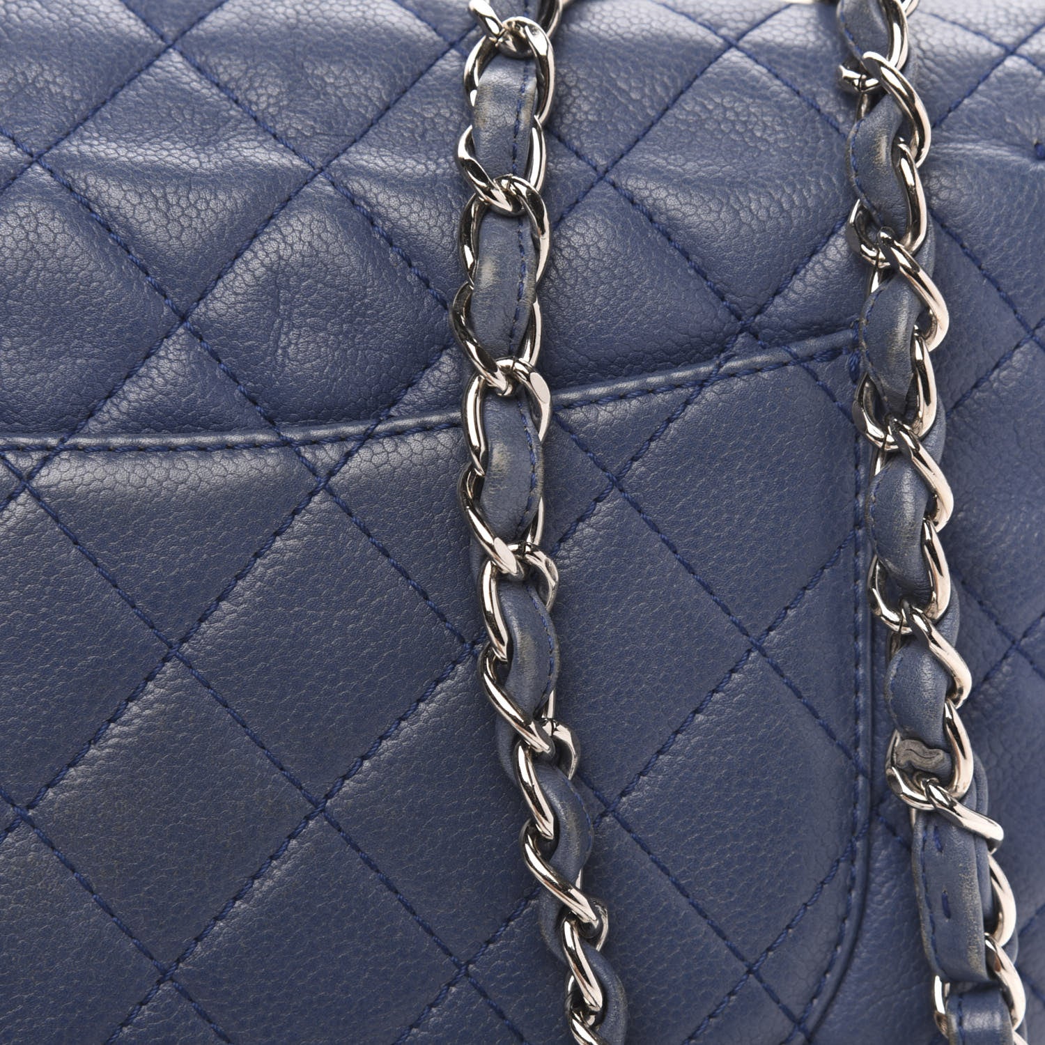 Chanel Caviar Quilted Jumbo Single Flap Dark Blue 12 of 13