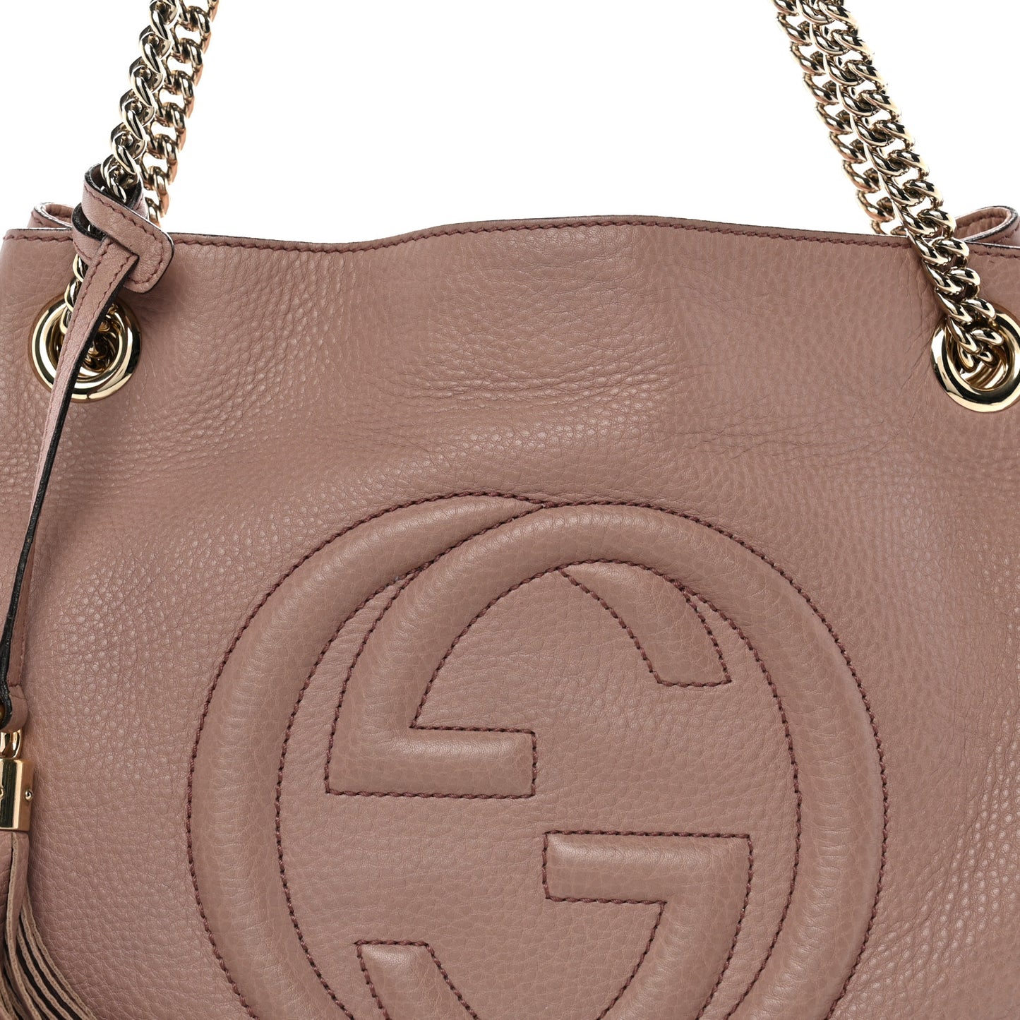 Pebbled Calfskin Medium Soho Chain Shoulder Bag Antique Rose
