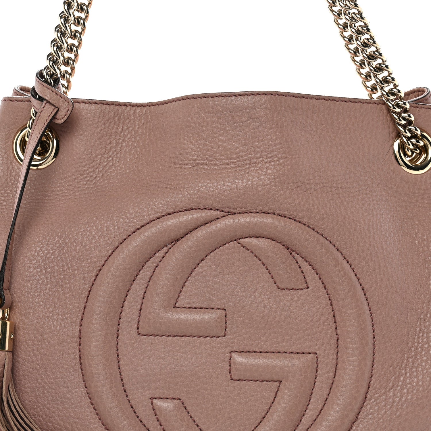 Gucci Pebbled Calfskin Medium Soho Chain Shoulder Bag Antique Rose 8 of 12