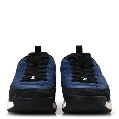 Chanel Nylon Suede Calfskin Womens Logo Sneakers 36 Dark Navy Blue 39 Dark Navy Blue 3 of 12