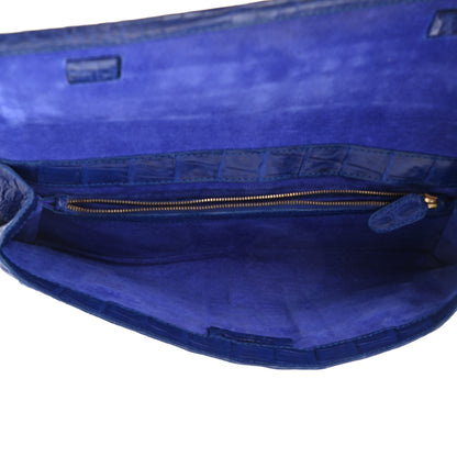 Nancy Gonzalez Crocodile Foldover Clutch Cobalt 5 of 10