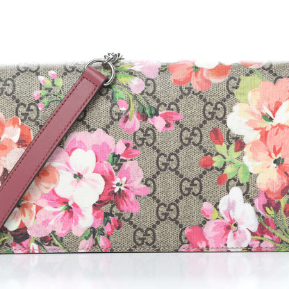 Gucci GG Supreme Monogram Blooms Chain Wallet Beige Multicolor Dry Rose 7 of 11