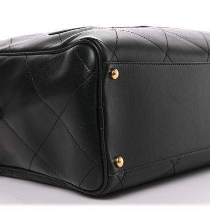 Chanel Calfskin Stitched Maxi Logo Bowling Bag Black 7 of 8