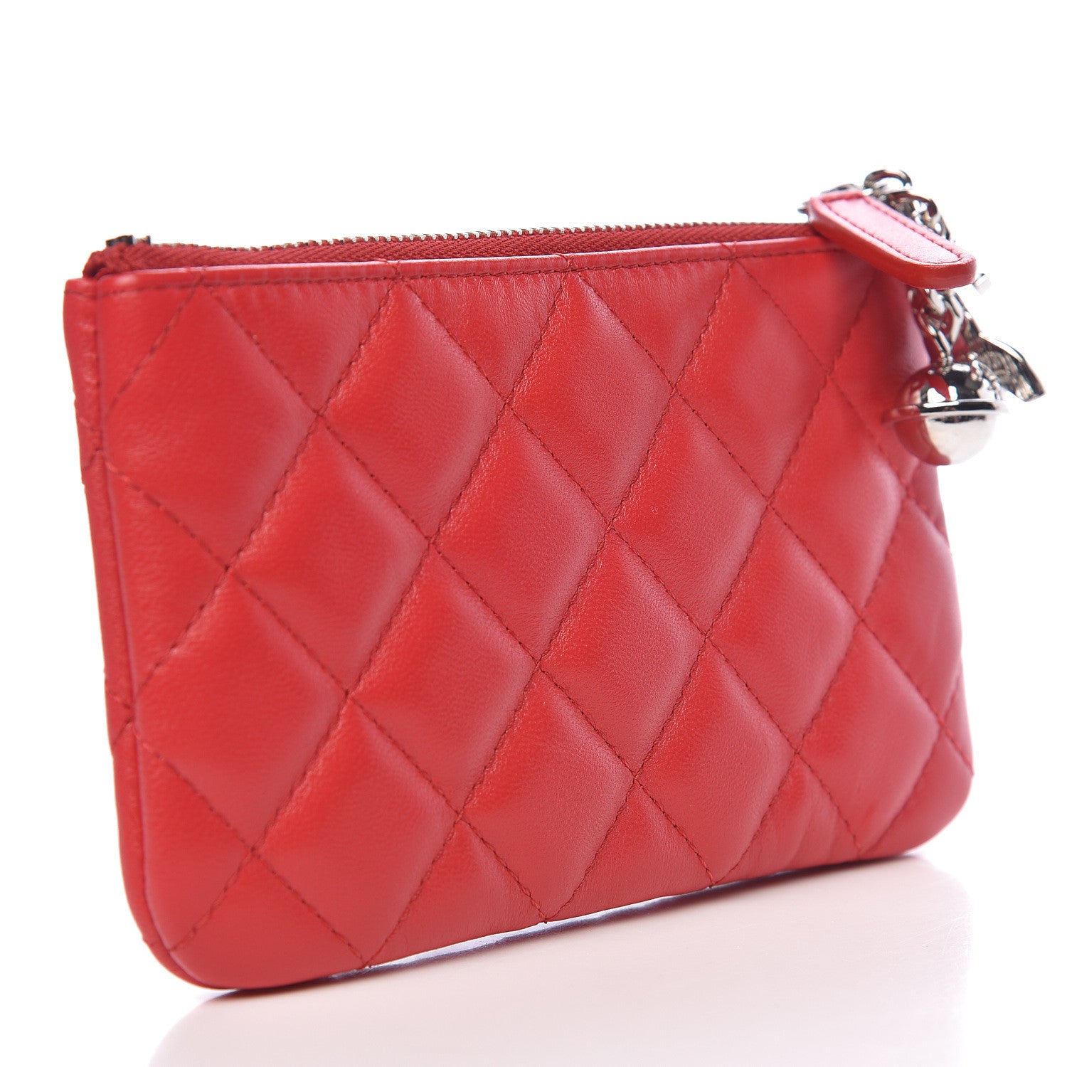 Chanel Lambskin Small Ground Control Cosmetic Case Dark Red 3 of 8