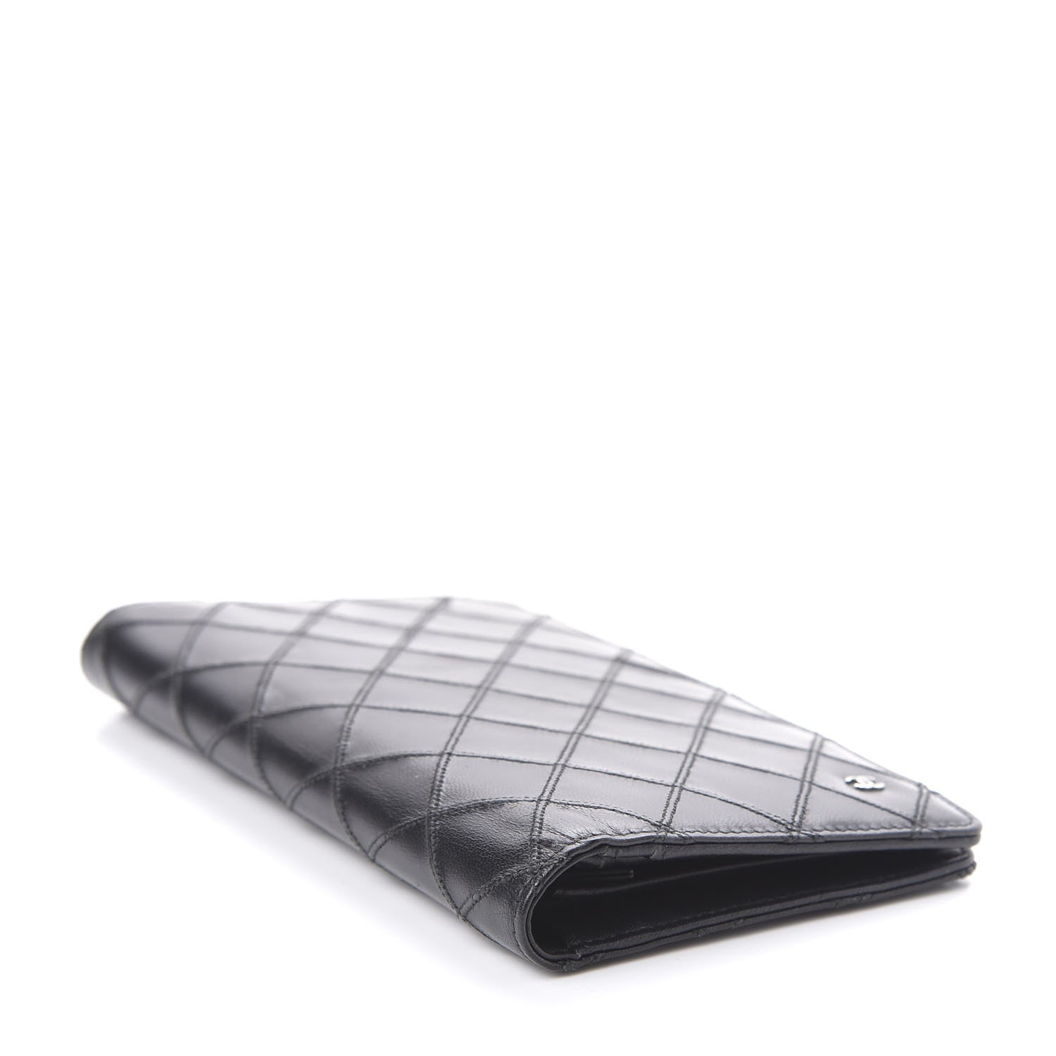 Chanel Calfskin Diamond Stitched Wallet Black 4 of 8