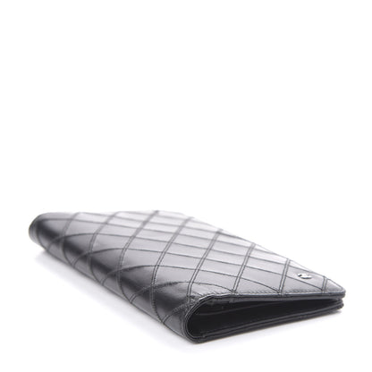 Chanel Calfskin Diamond Stitched Wallet Black 4 of 8
