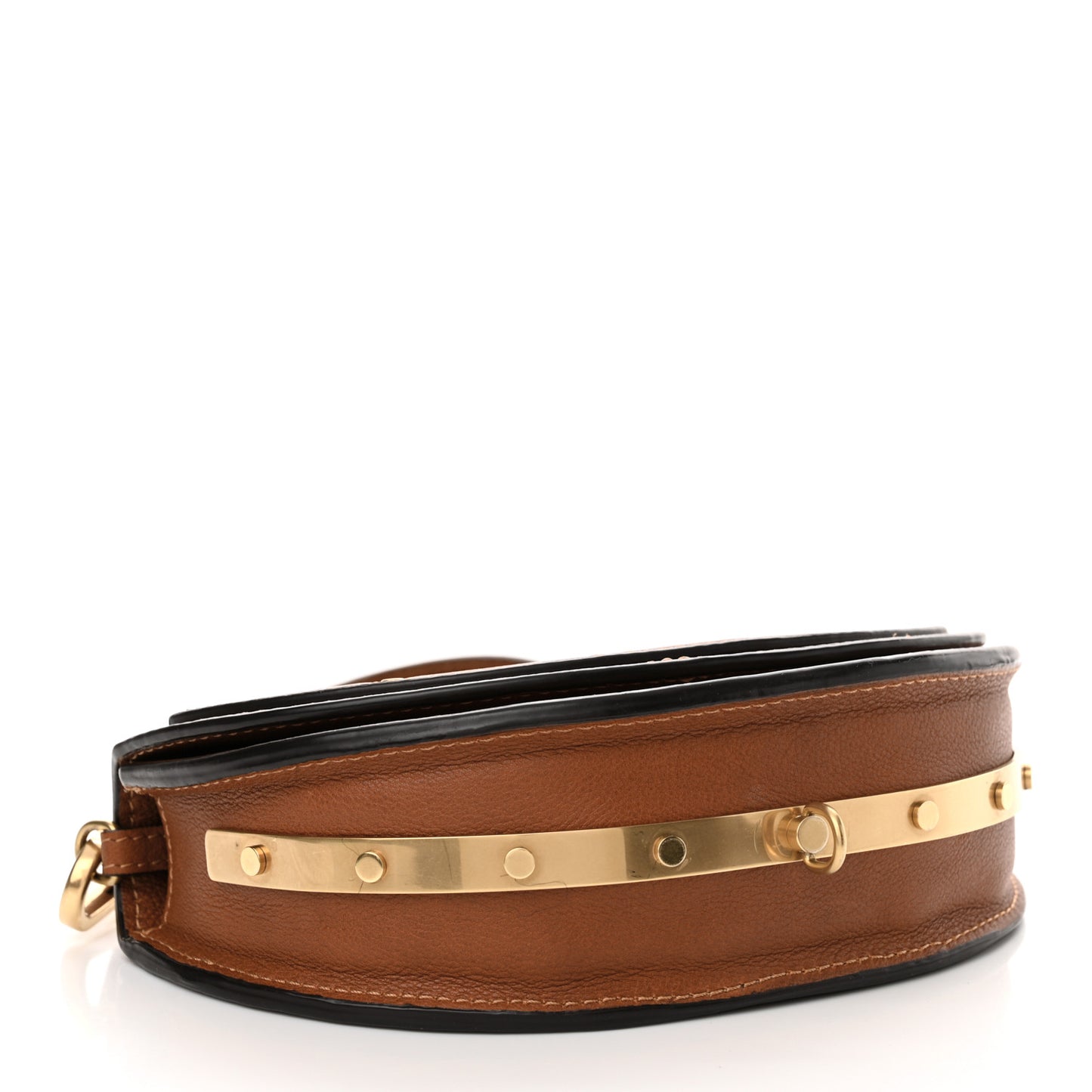 Calfskin Small Nile Bracelet Minaudiere Bag Caramel