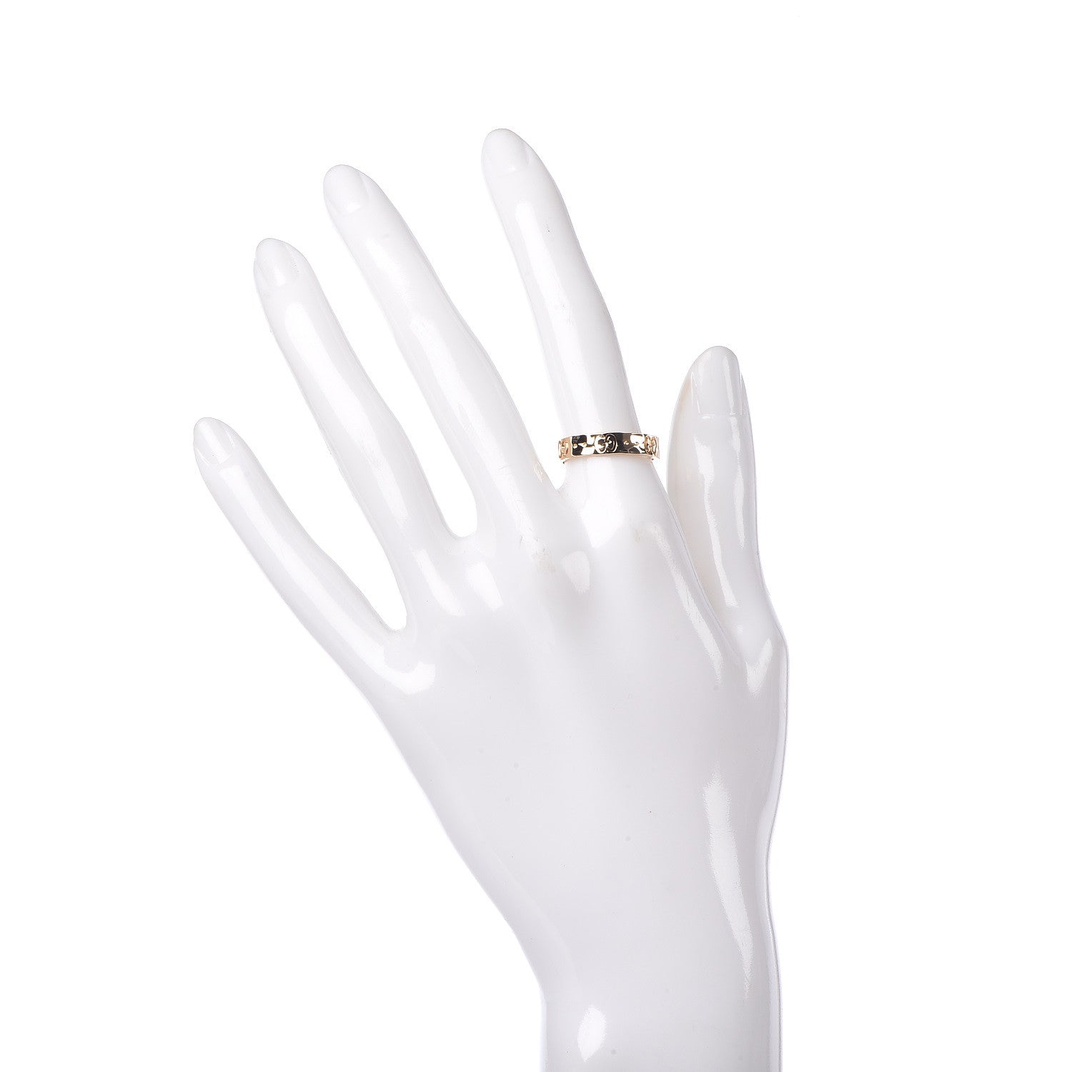 Gucci 18K Yellow Gold 4mm Hammered Icon Thin Band Ring 53 6.25 2 of 6