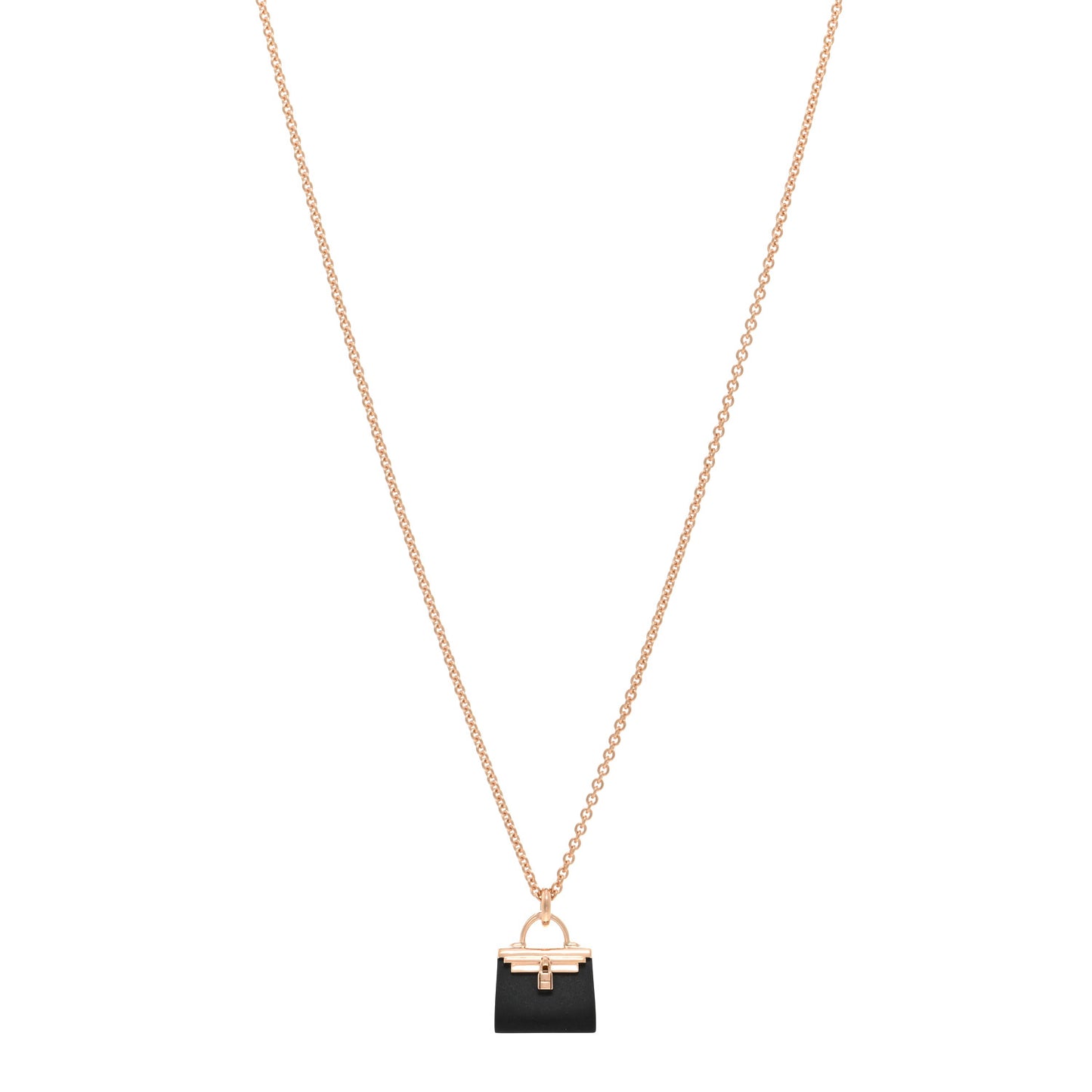 18K Rose Gold Black Jade Kelly Amulettes Pendant Necklace