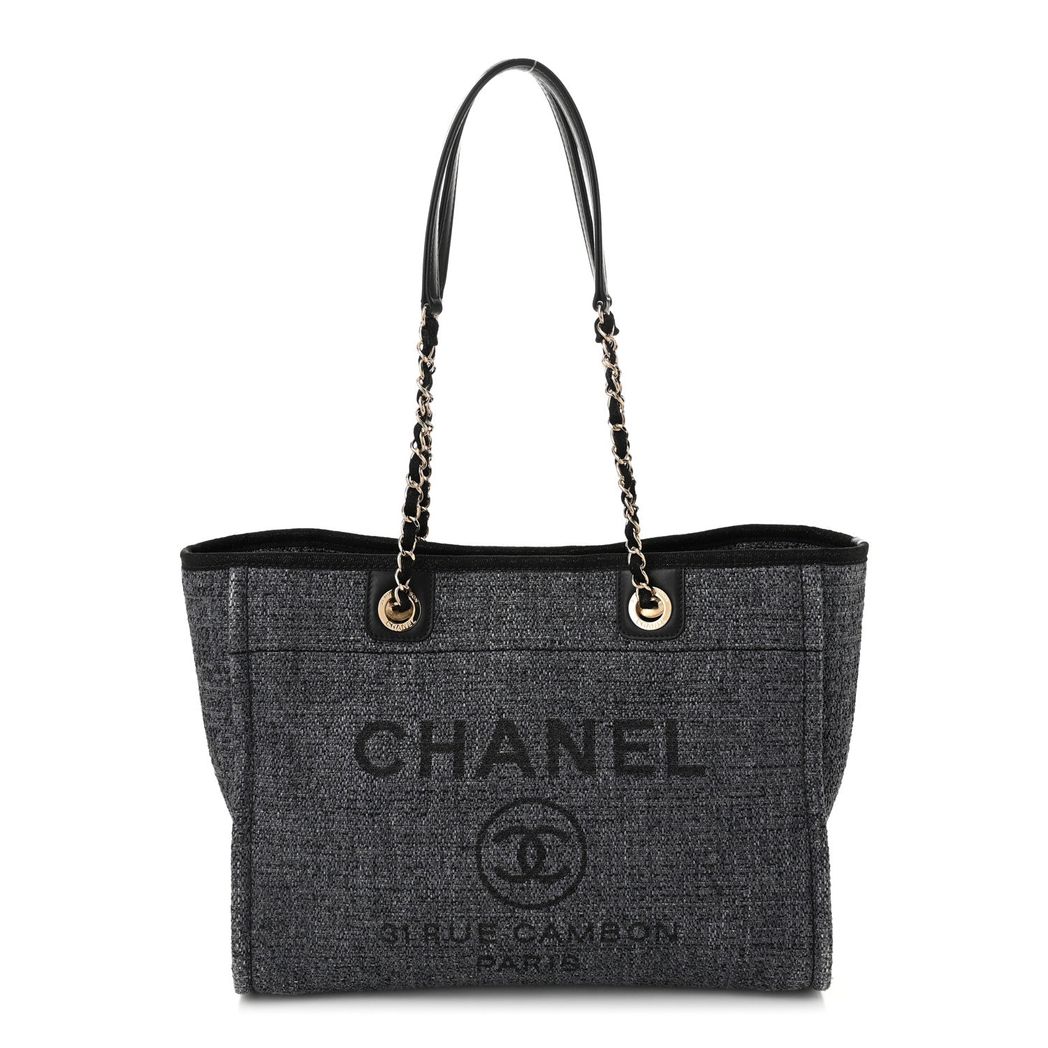Chanel Lurex Boucle Small Deauville Tote Black 1 of 11