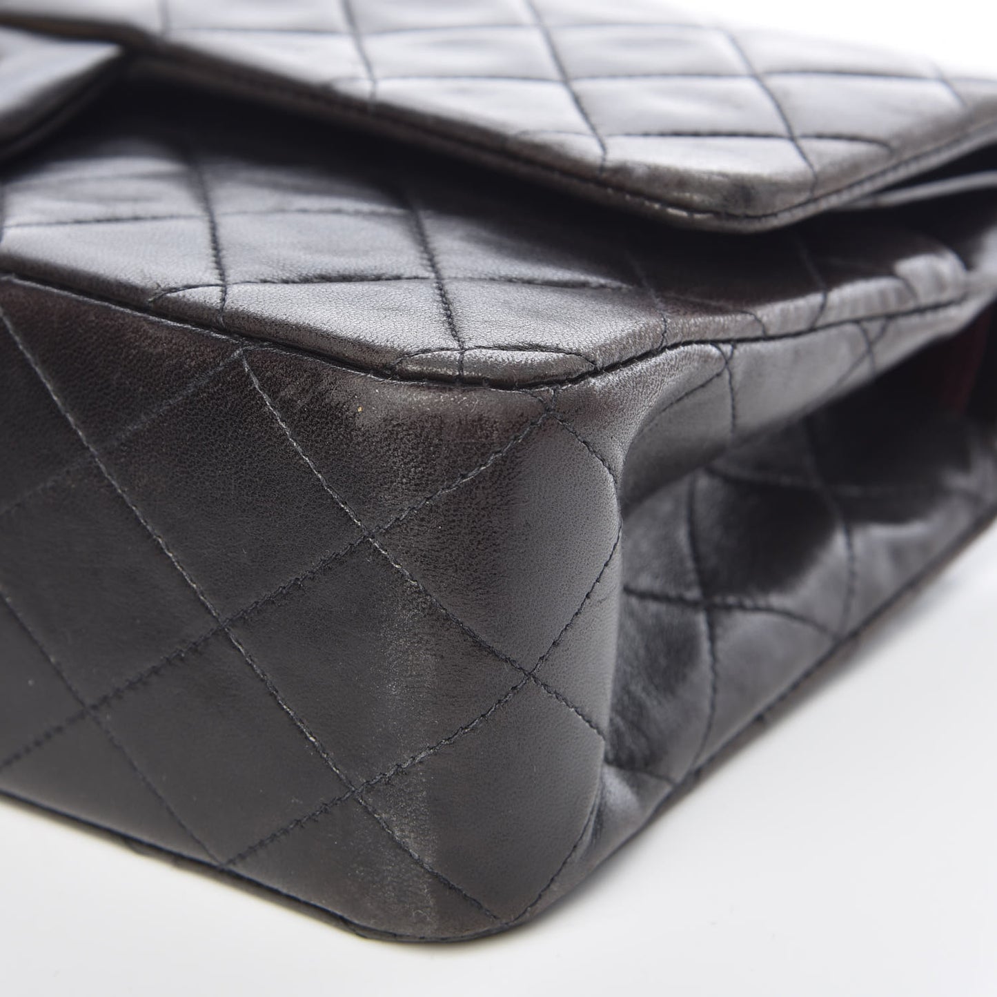Lambskin Quilted Medium Double Flap Black