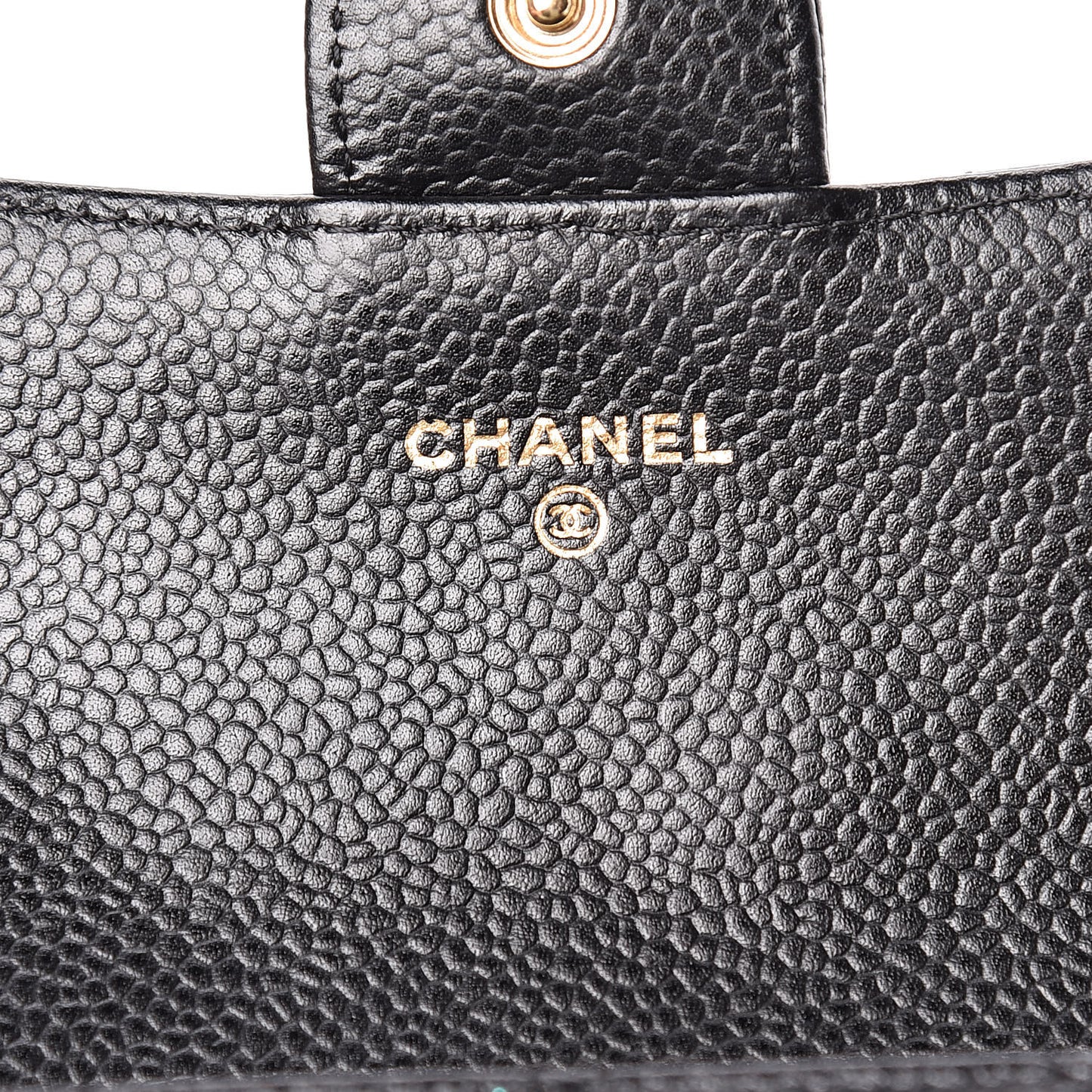 Caviar Quilted Large Gusset Flap Wallet Black