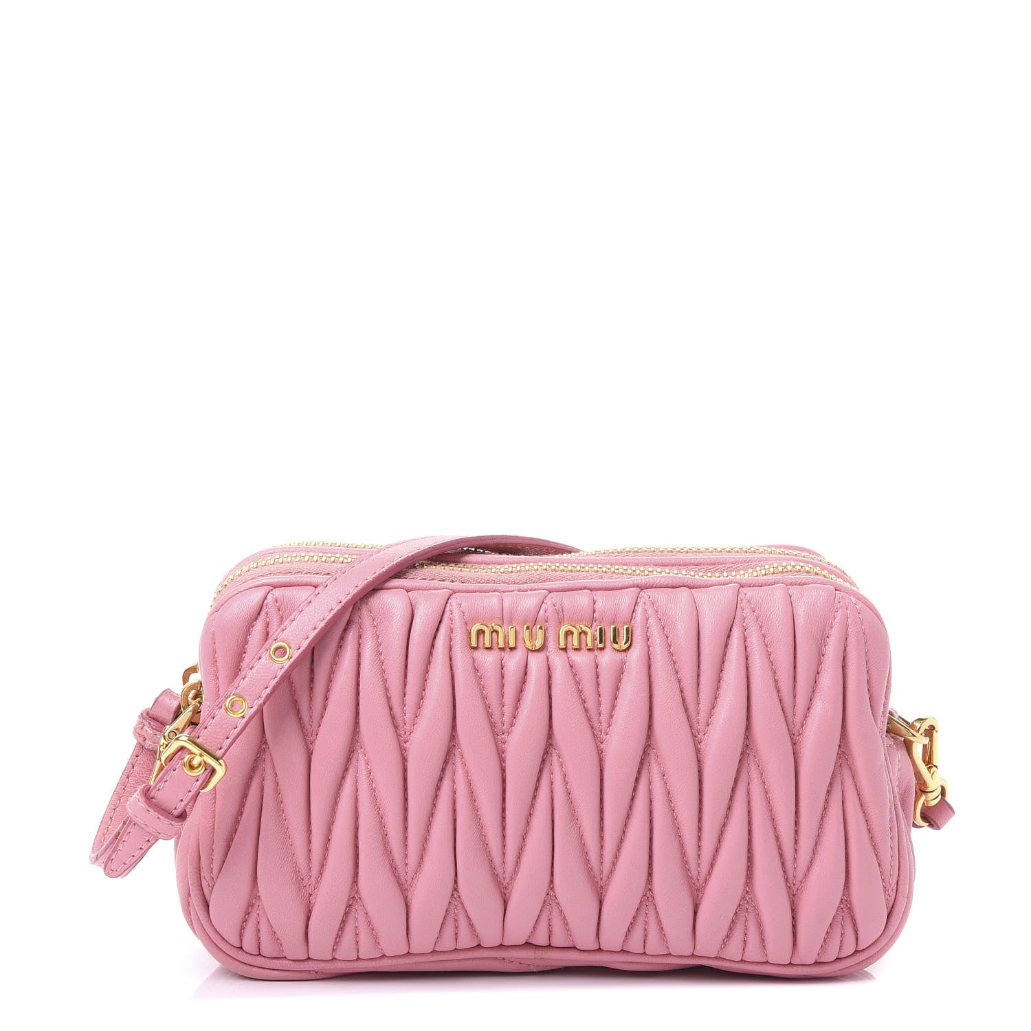 Miu Miu Nappa Matelasse Double Zip Pochette Clutch Rosa 1 of 9