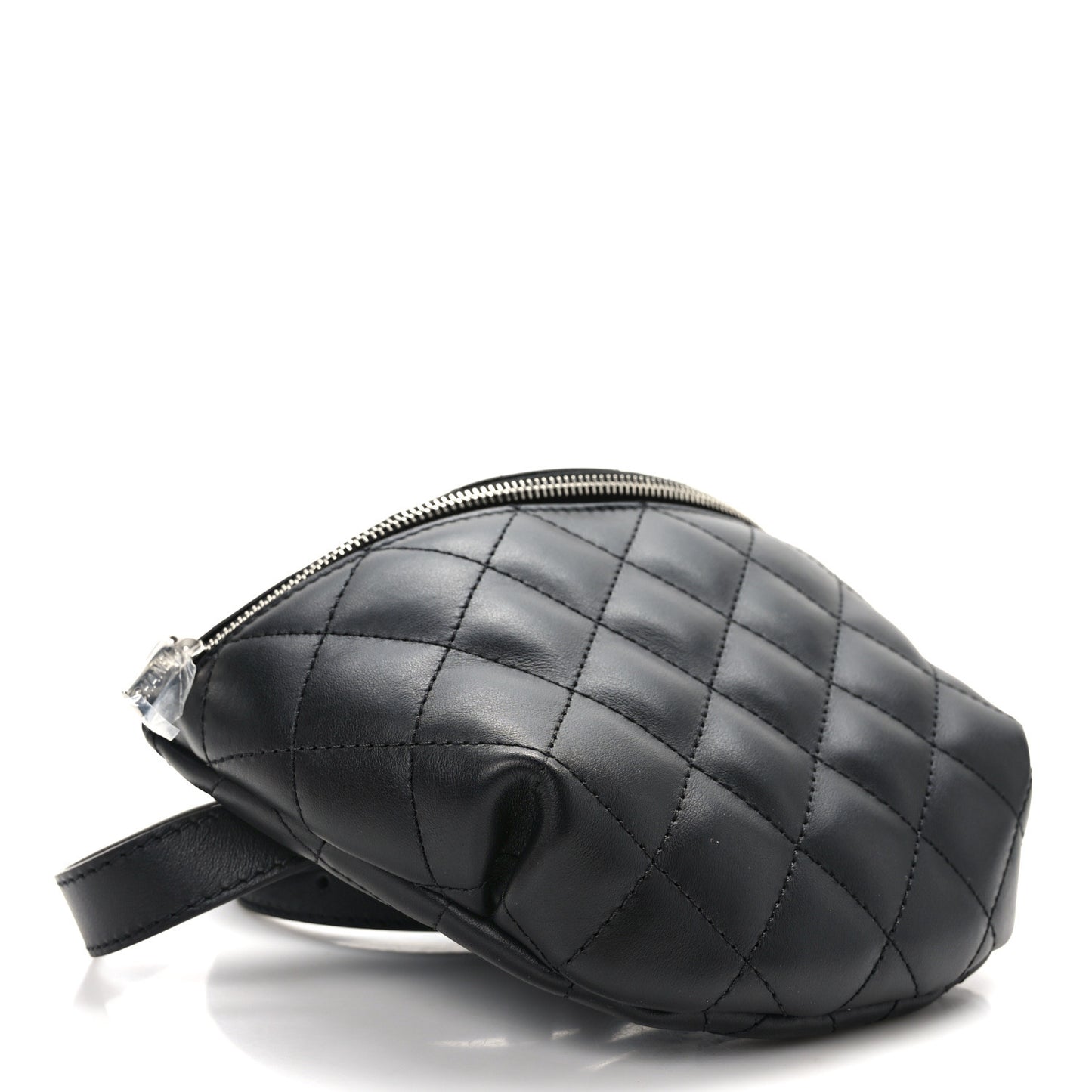 Calfskin Quilted Waist Belt Bag Black