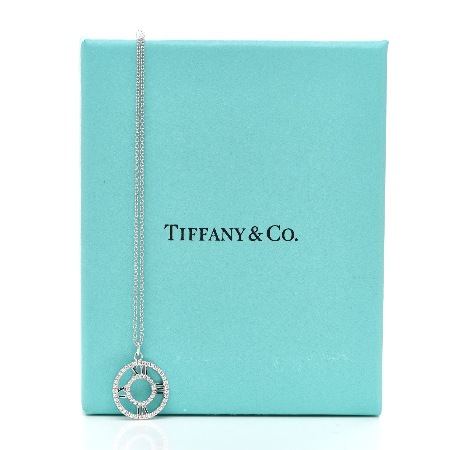 18K White Gold Diamond Small Atlas Open Pave Pendant Necklace