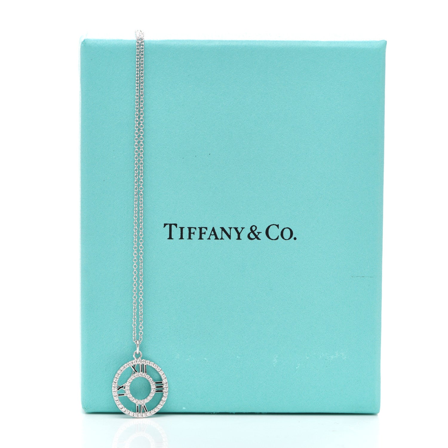Tiffany 18K White Gold Diamond Small Atlas Open Pave Pendant Necklace 6 of 6