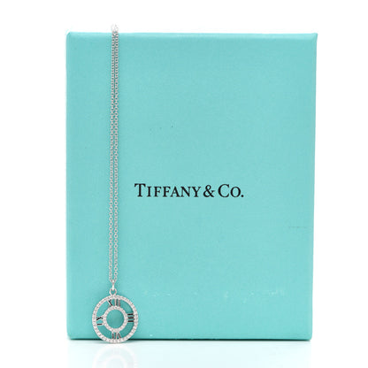 Tiffany 18K White Gold Diamond Small Atlas Open Pave Pendant Necklace 6 of 6