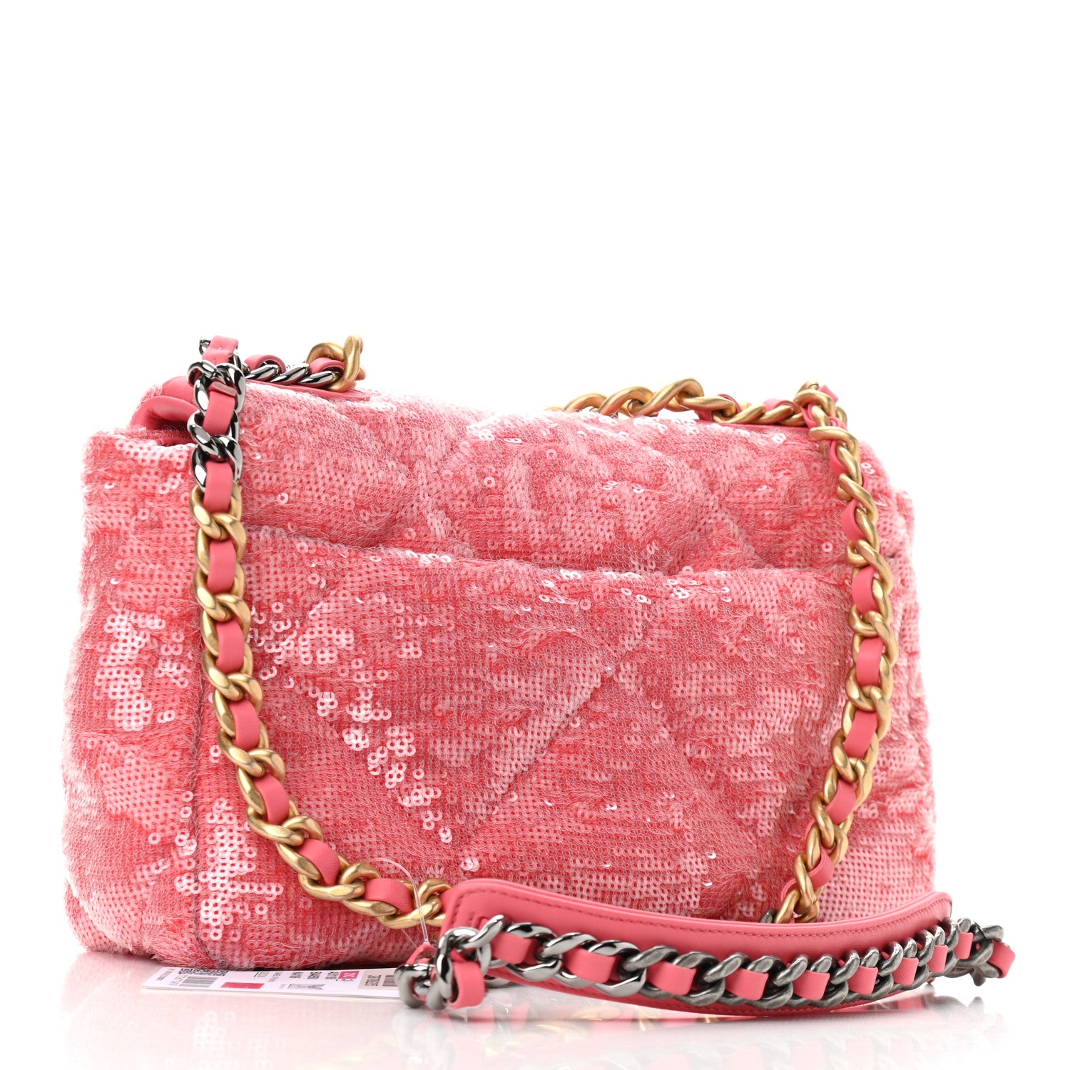 Chanel Sequin Quilted Medium Chanel 19 Flap Coral 3 of 11