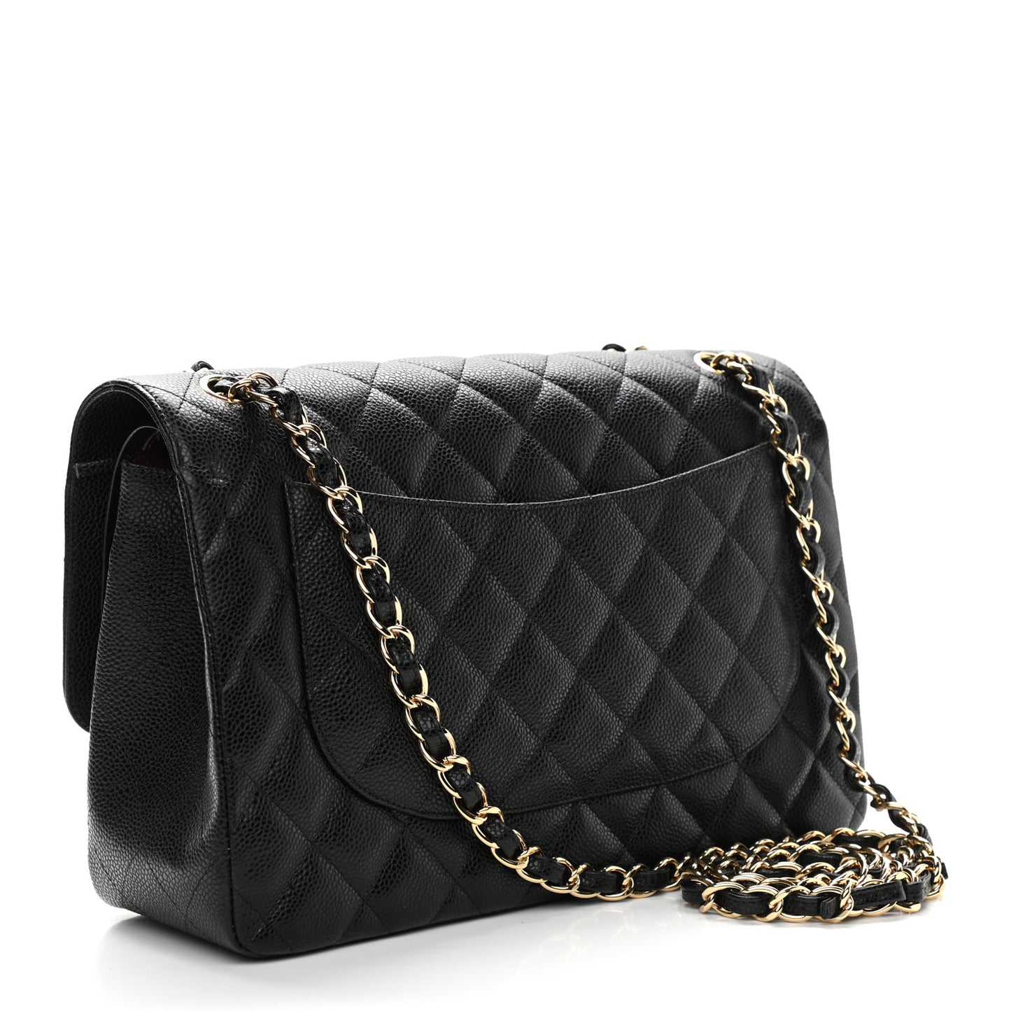 Caviar Quilted Jumbo Double Flap Black
