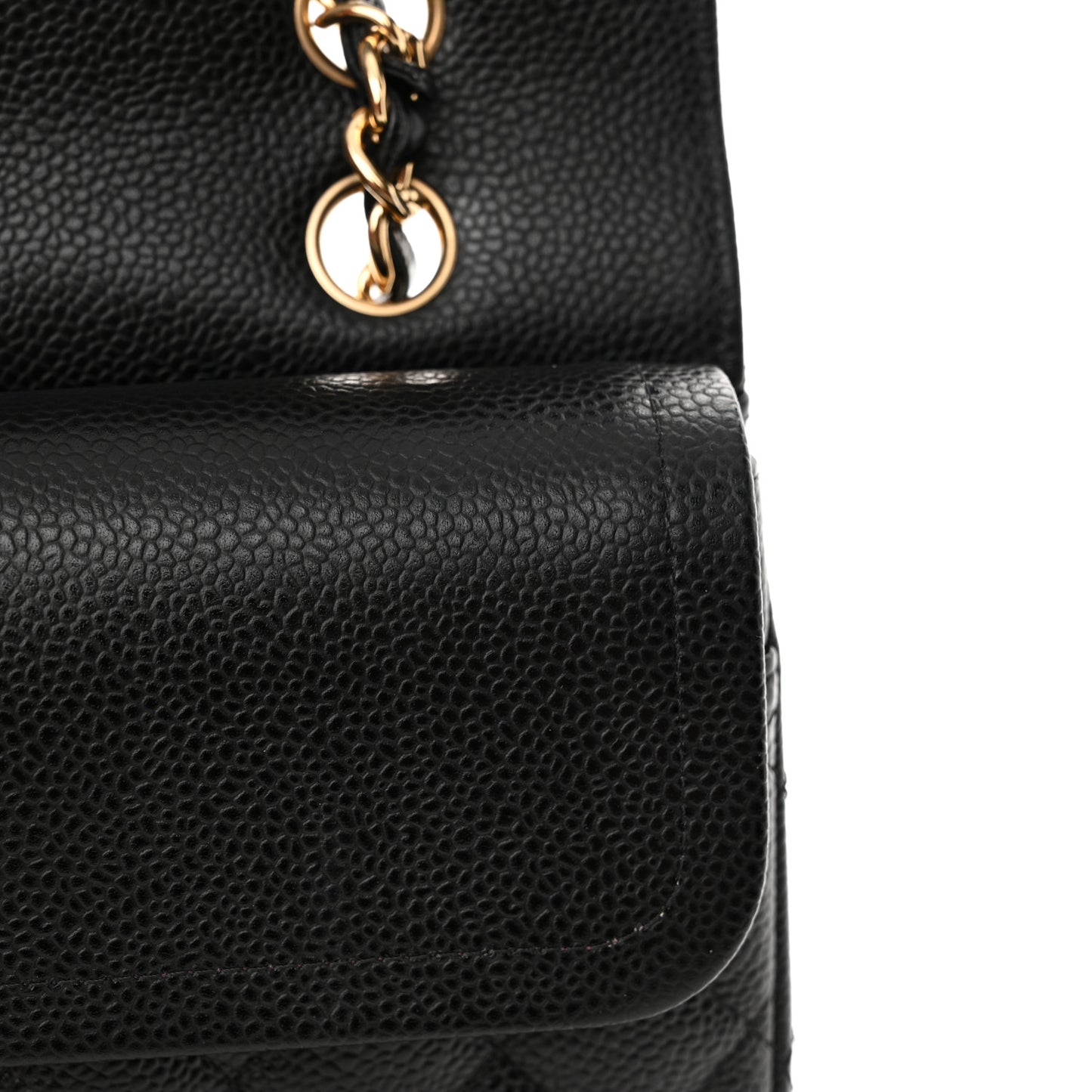 Caviar Quilted Medium Double Flap Black