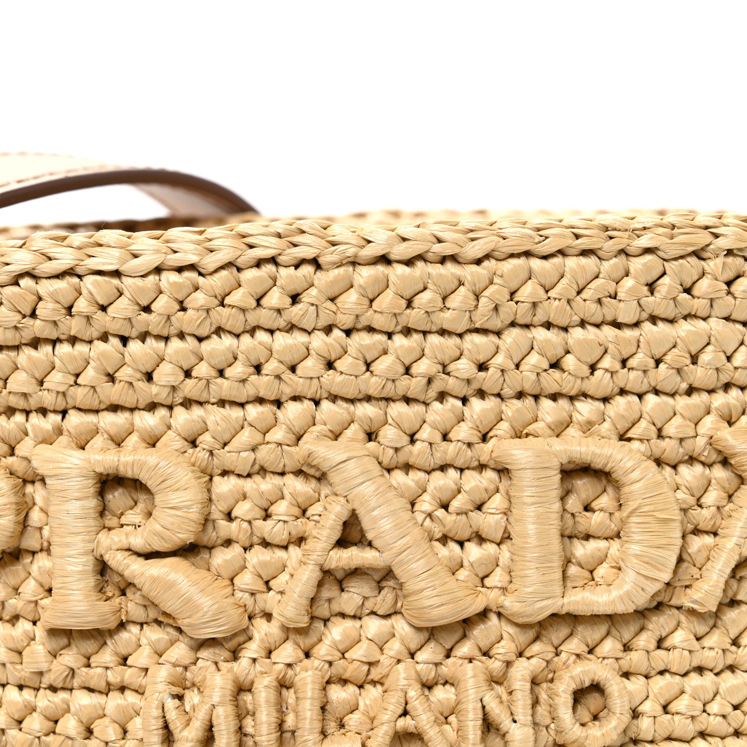 Prada Yarn Raffia Effect Crochet Brique Crossbody Bag Natural 7 of 9
