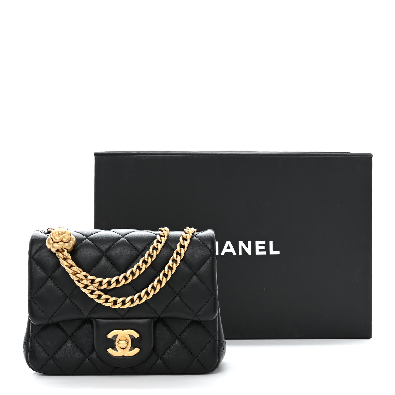 Chanel Lambskin Quilted Mini Sweet Camellia Flap Black 12 of 12