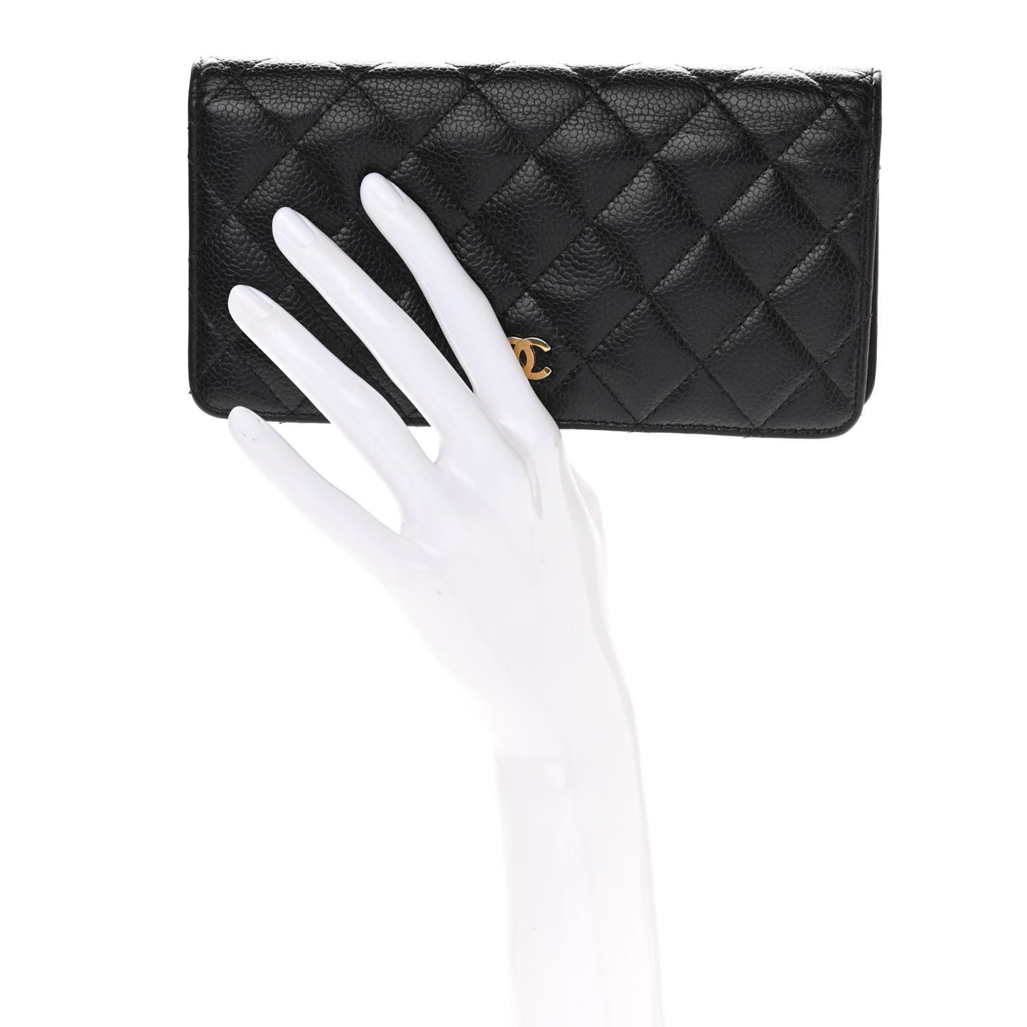 Caviar Quilted Yen Wallet Black