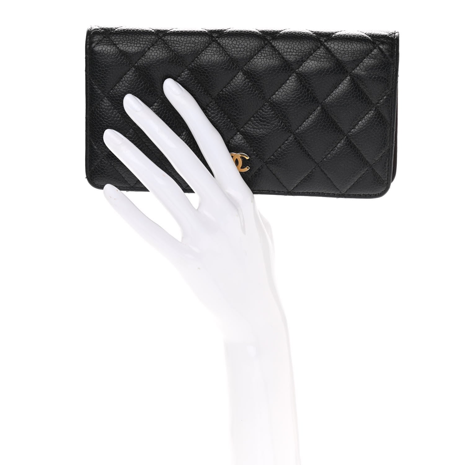Chanel Caviar Quilted Yen Wallet Black 2 of 9