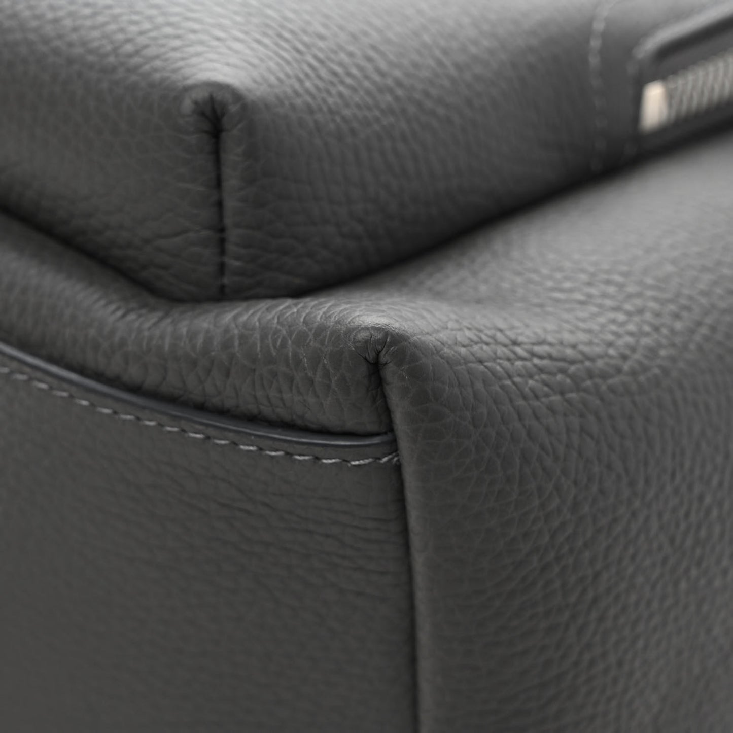 Calfskin Logo Embossed Backpack Charcoal Grey
